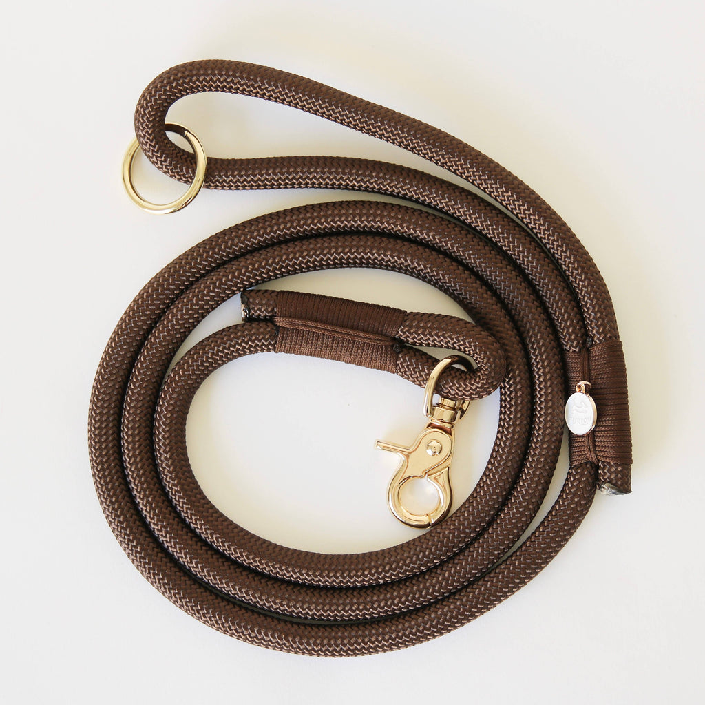 furlou braided rope leash - brown