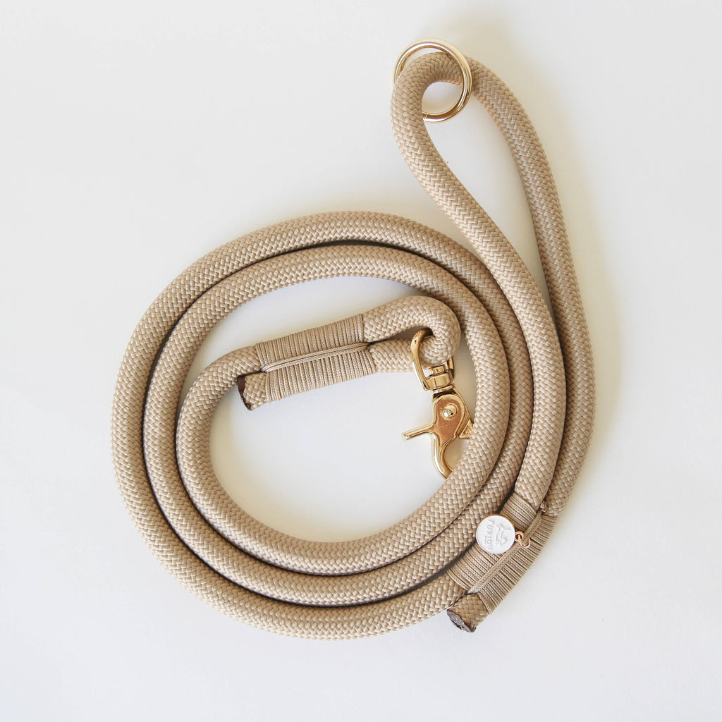 furlou braided rope leash - tan