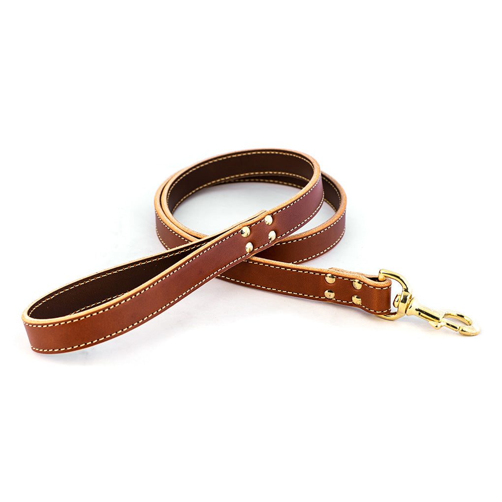 lake country stitched leash - tan