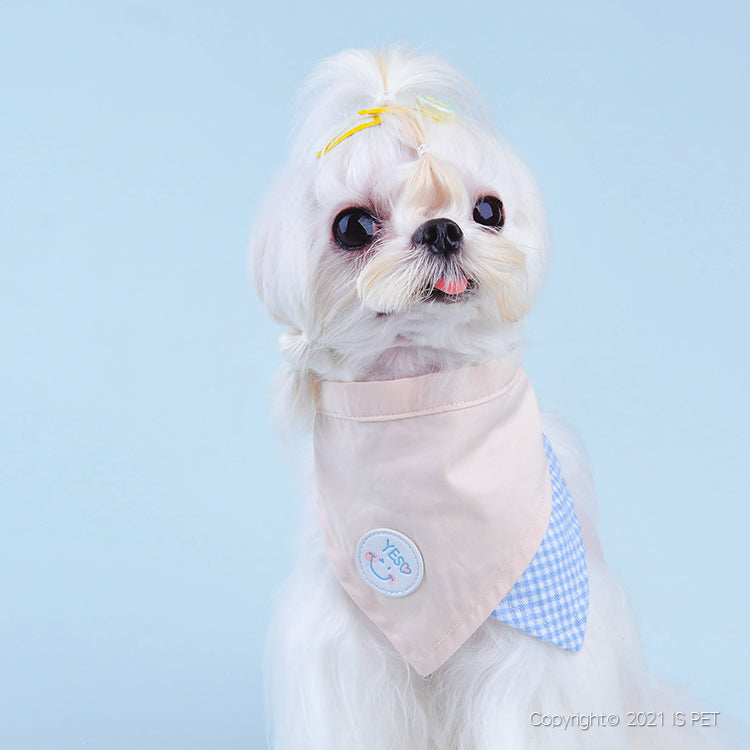 smiley plaid bandana - blue