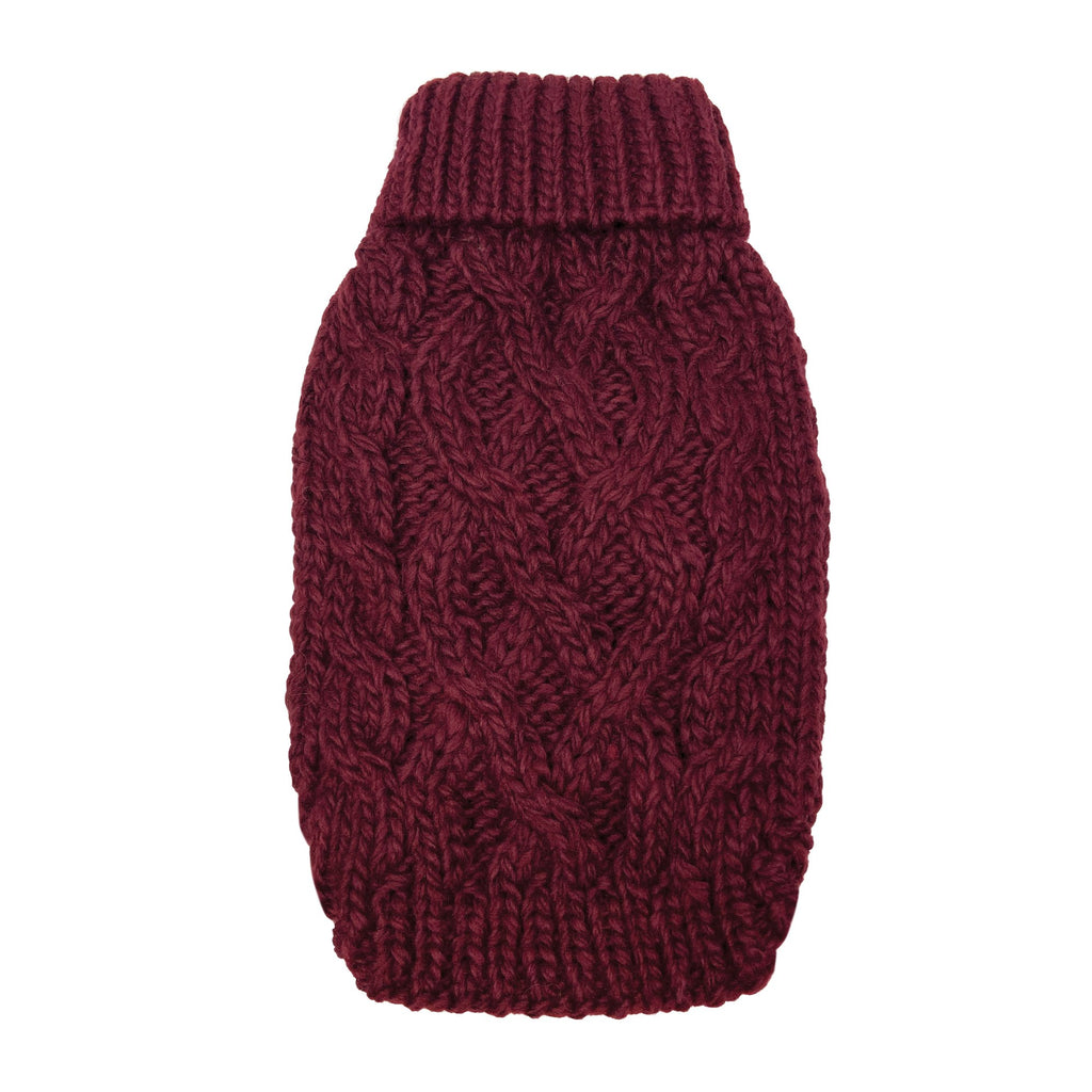 chunky cable knit sweater - burgundy - 1 xs left!