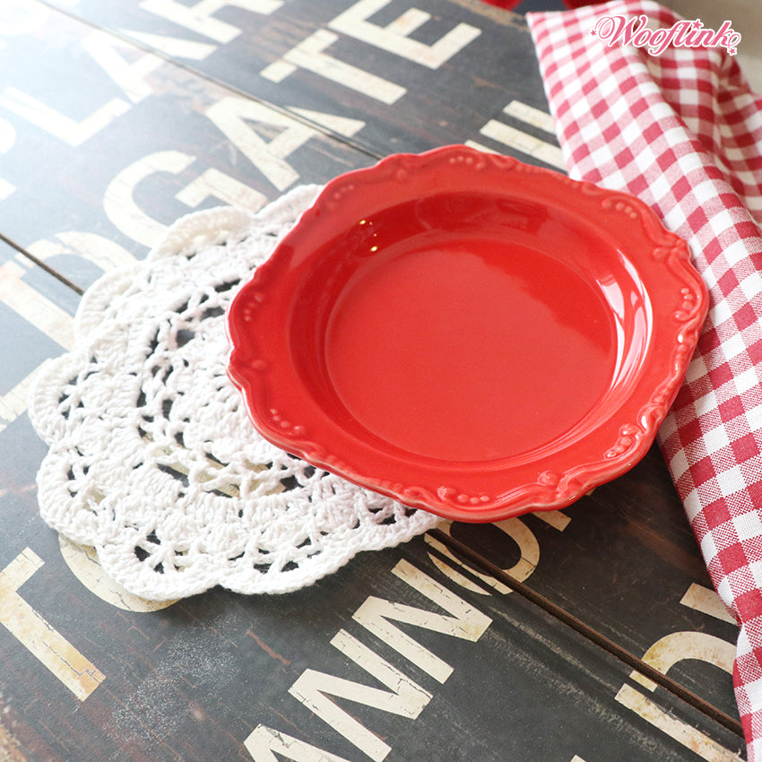 porcelain doggy dinner dish - red