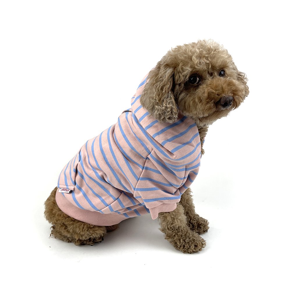 striped zip-up hoodie - pink/blue