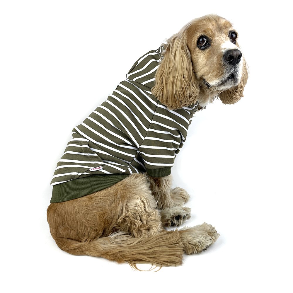 striped zip up hoodie - olive/white