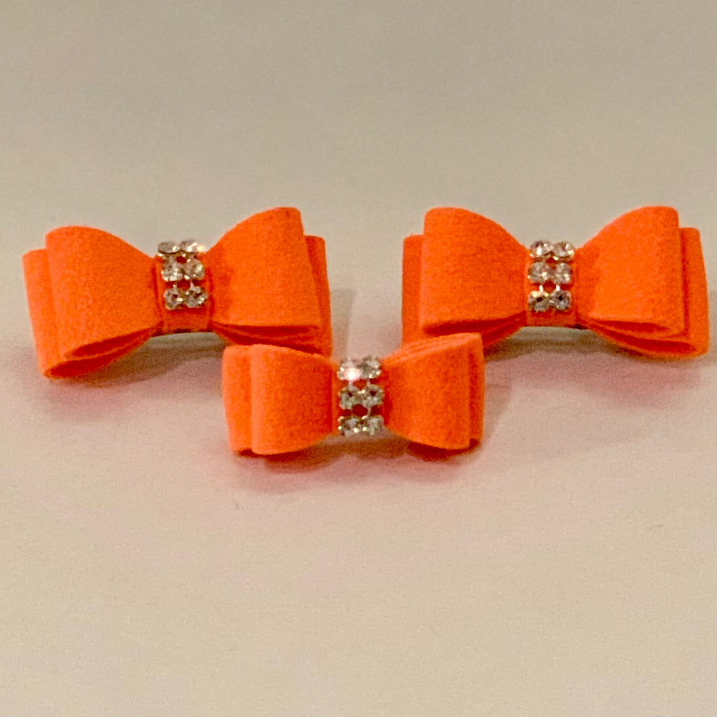 sparkle dog bow - electric orange