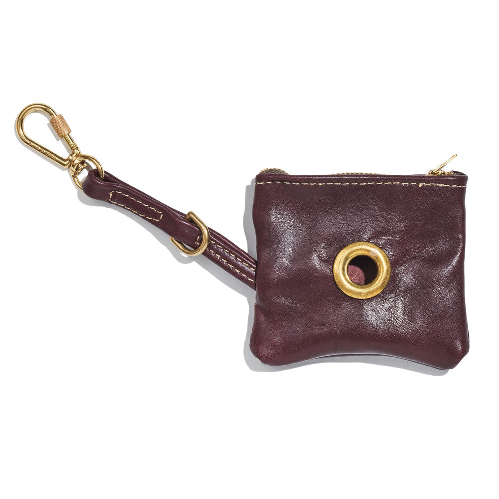 vintage brown poop bag pouch