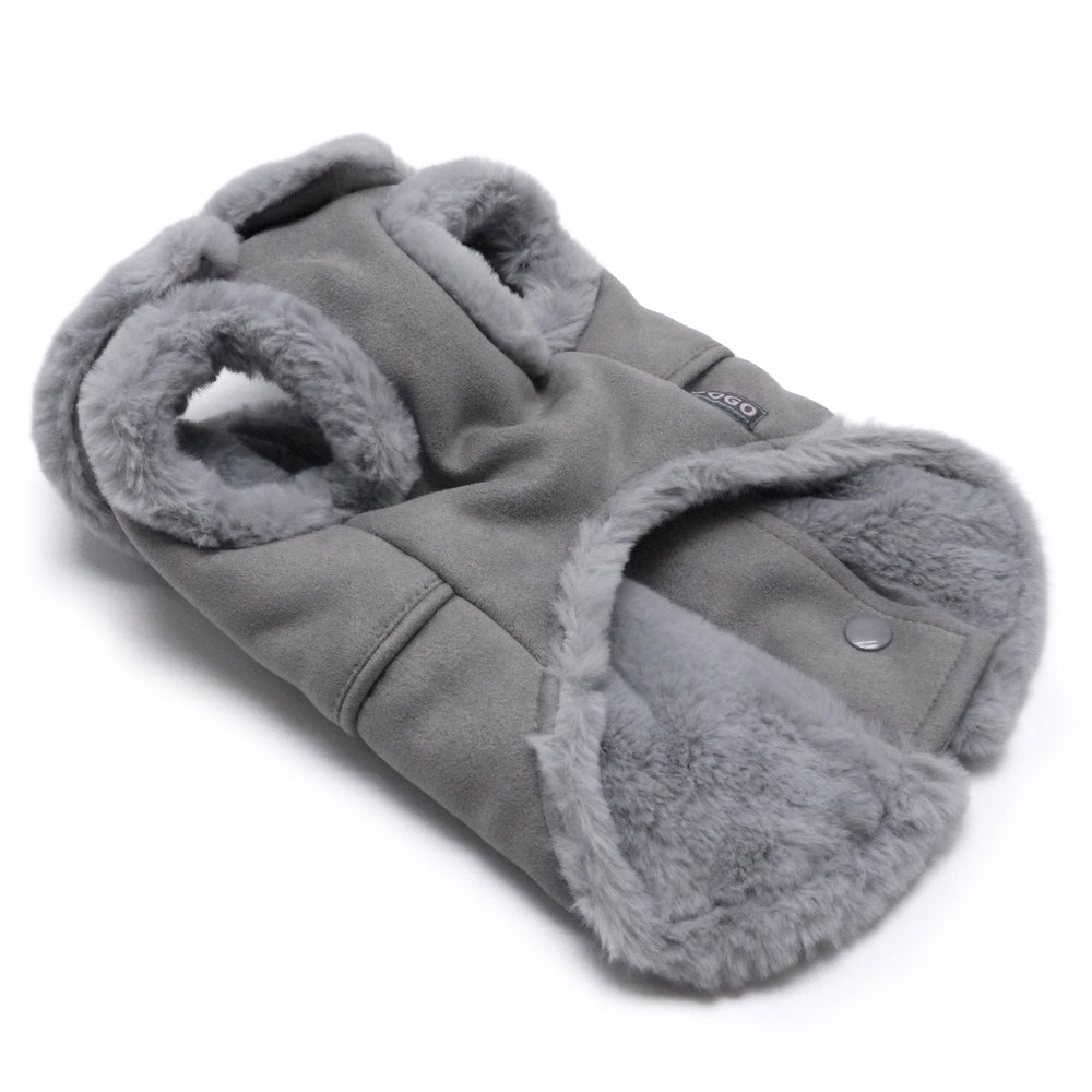 furry runner coat - grey