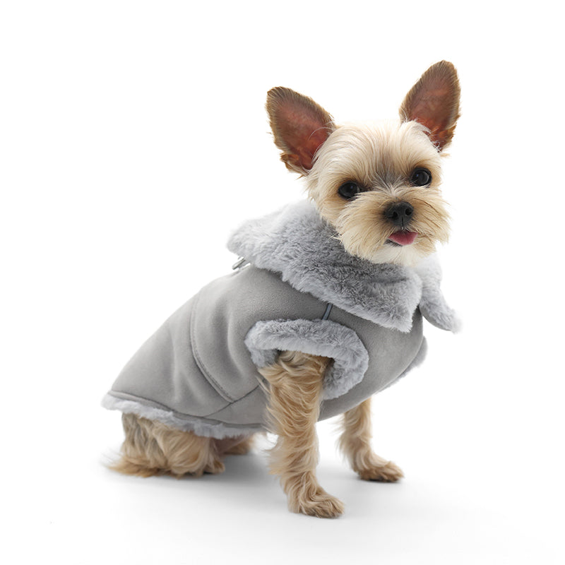 furry runner coat - grey