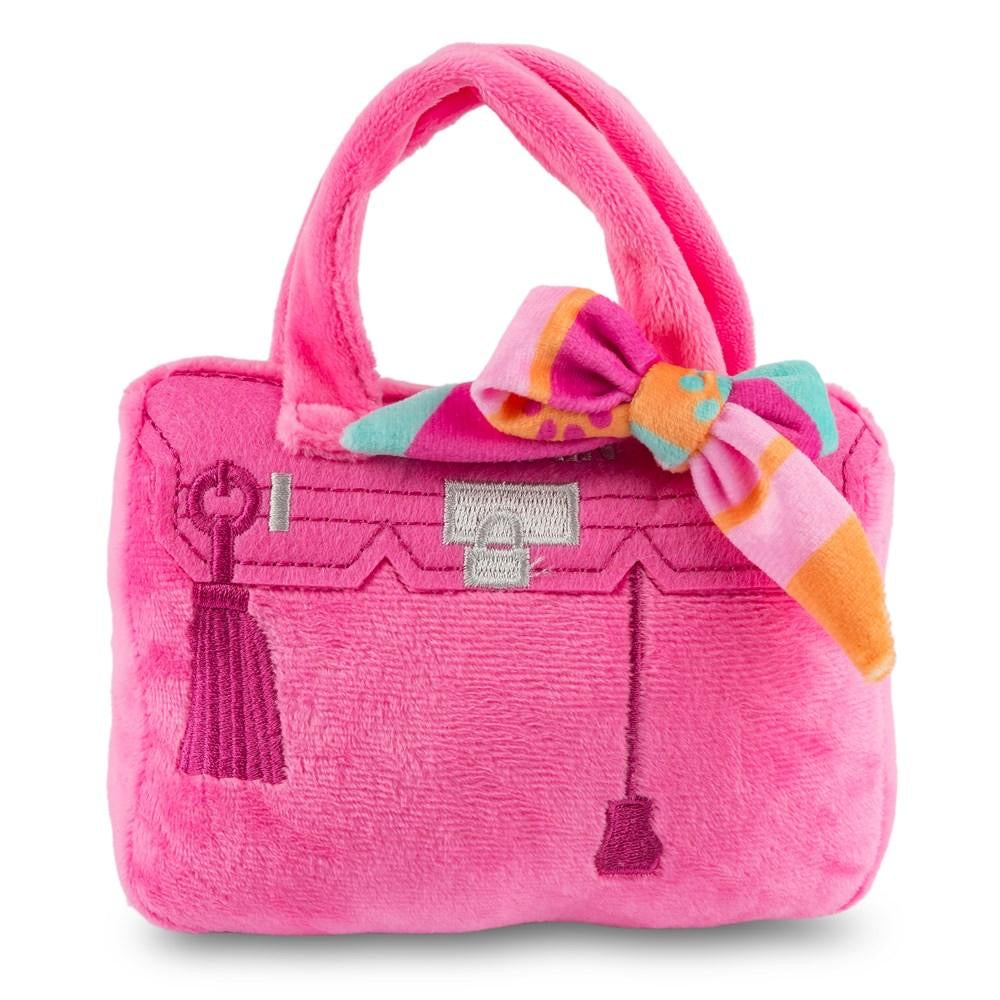 pink barkin bag with scarf toy