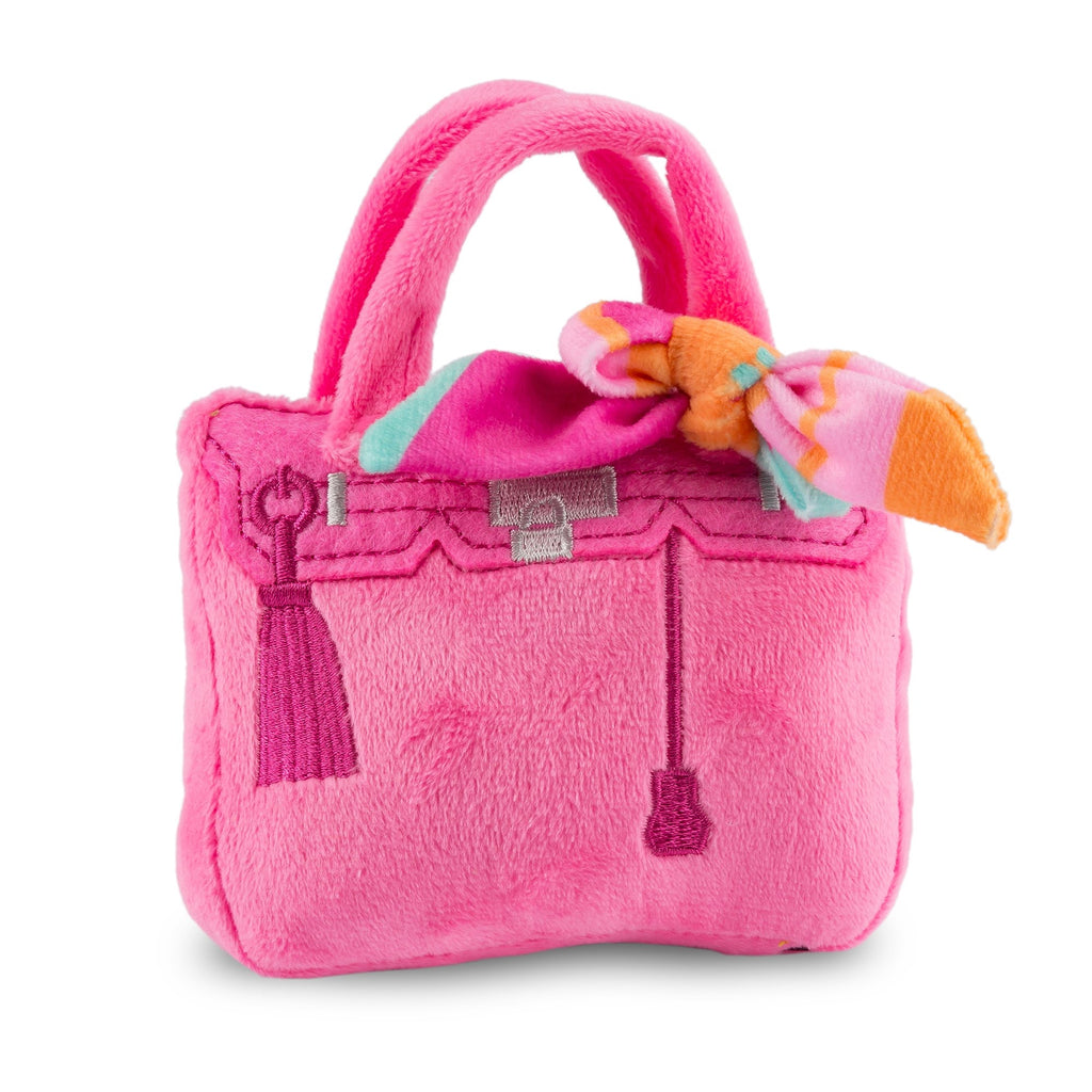 pink barkin bag with scarf toy