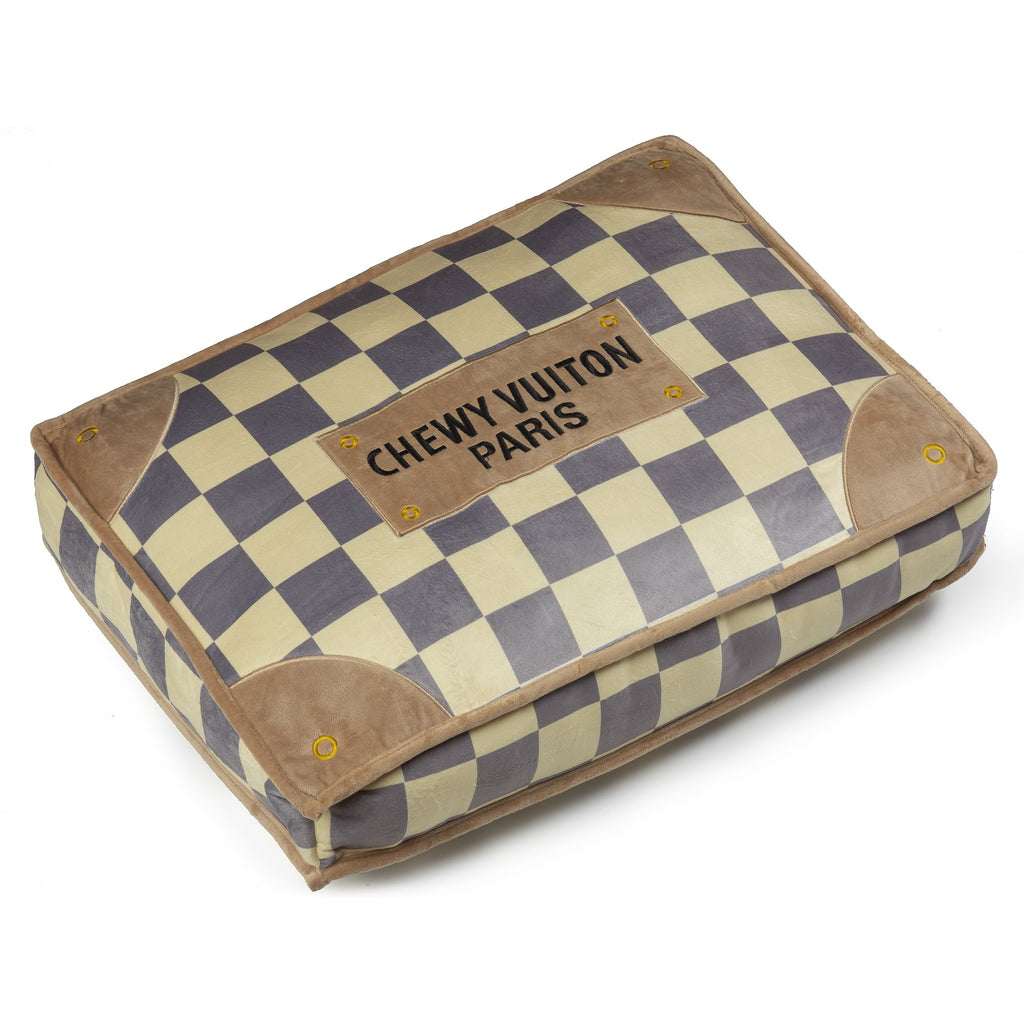 chewy vuiton dog beds - checkered (2 sizes)