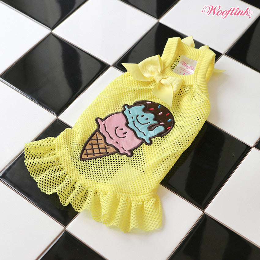 ice cream mesh mini-dress - lemon