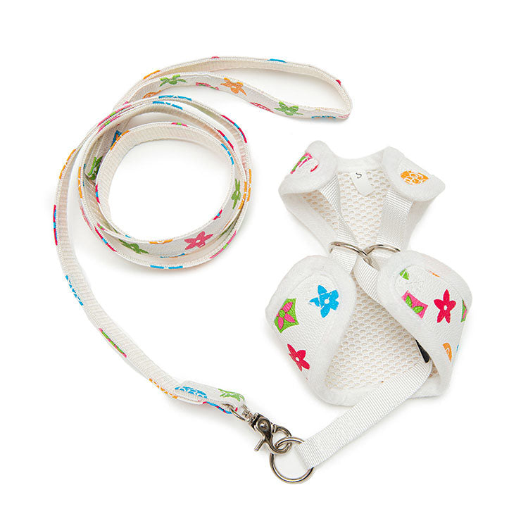 love me harness and leash set - white