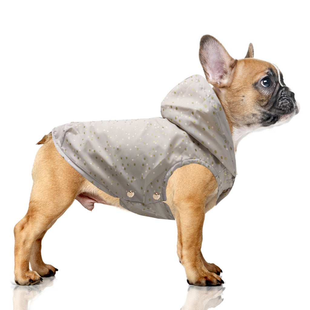 jeanne double raincoat (frenchie sizes) - grey with polka dots