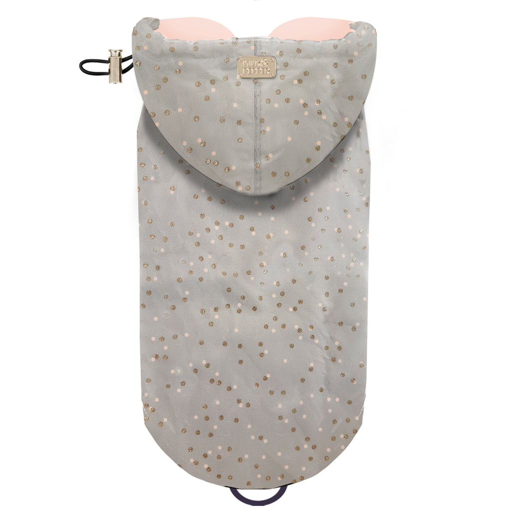 jeanne double raincoat (frenchie sizes) - grey with polka dots