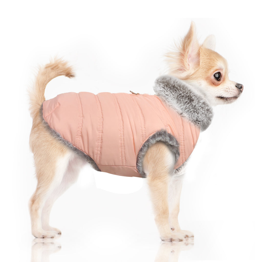 misha reversible faux-fur puffer jacket - pink/grey - few left!