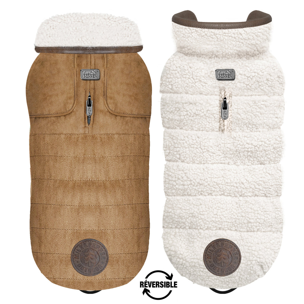 kieran reversible faux-fur puffer jacket - camel/beige - few left!