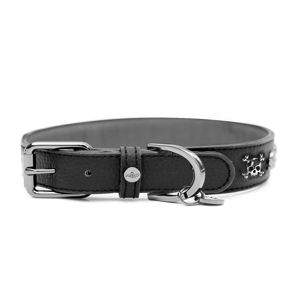 calavera leather skull collar - small (2 cm width)