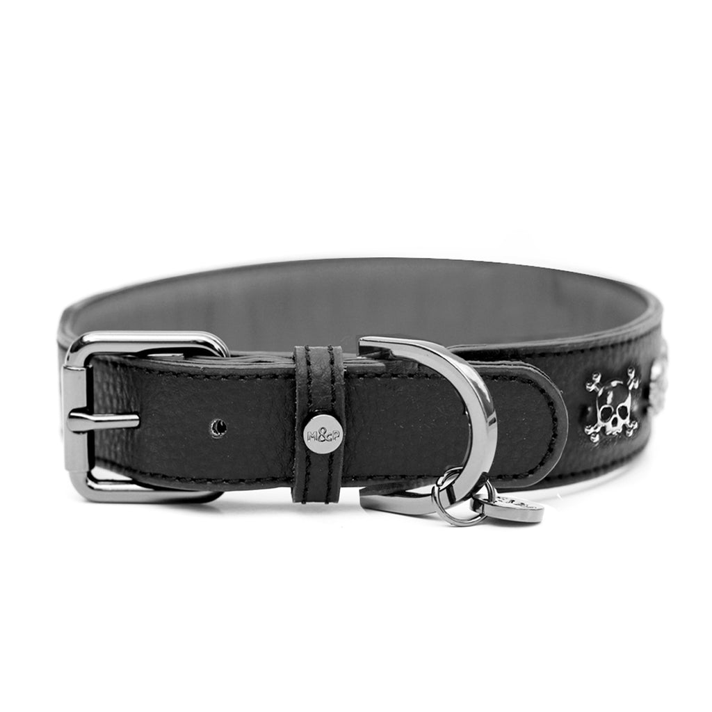 calavera leather skull collar - large (3 cm width)