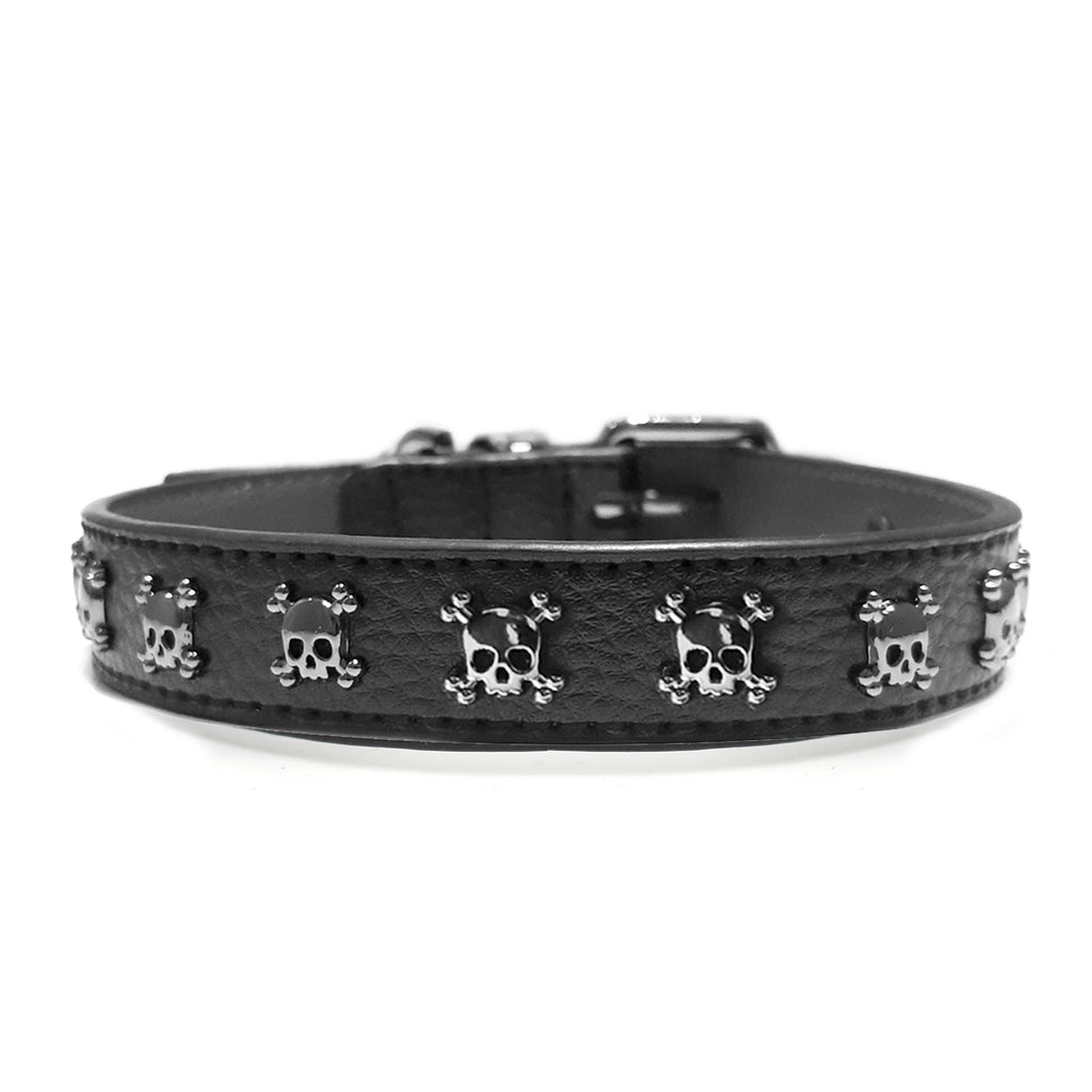 calavera leather skull collar - small (2 cm width)