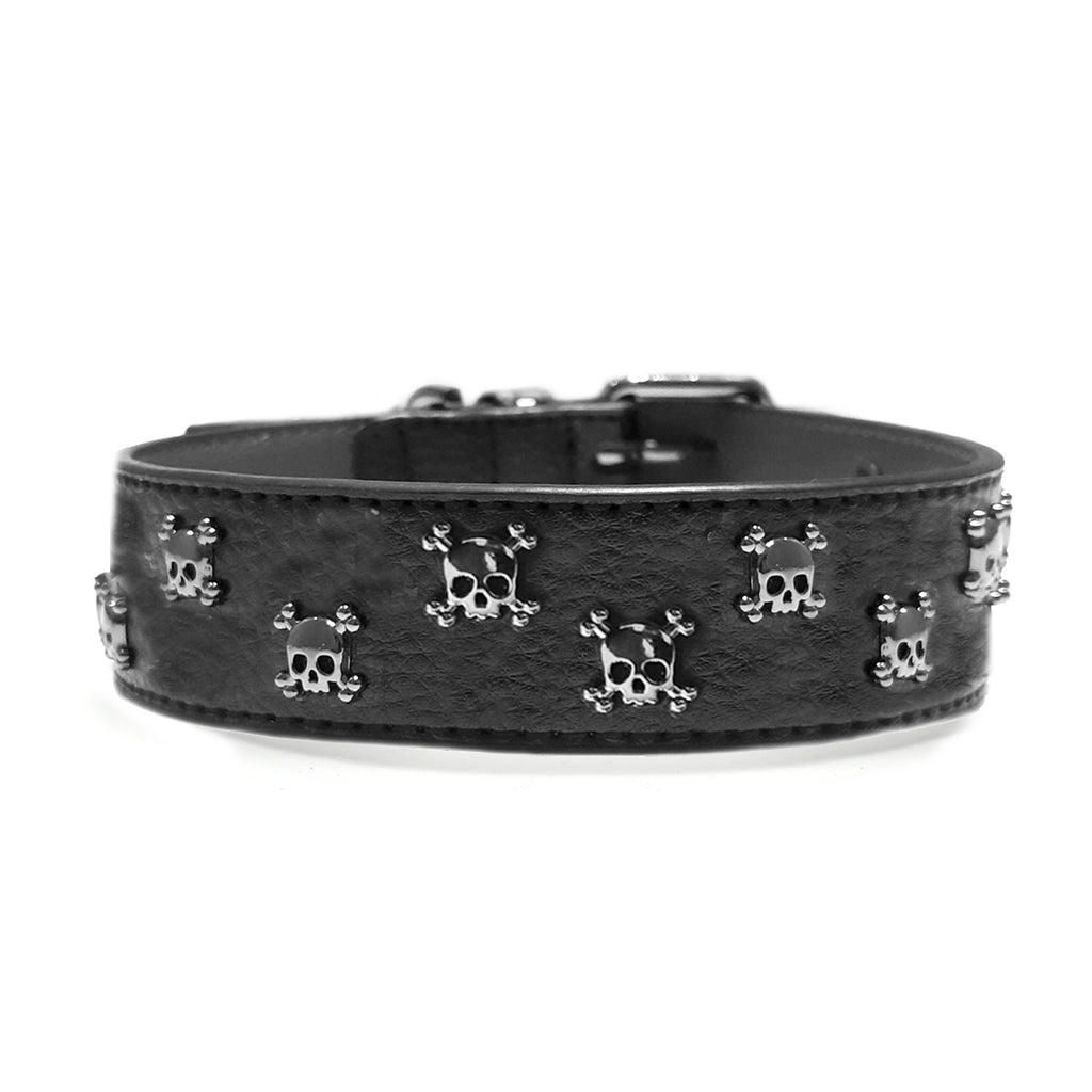 calavera leather skull collar - large (3 cm width)