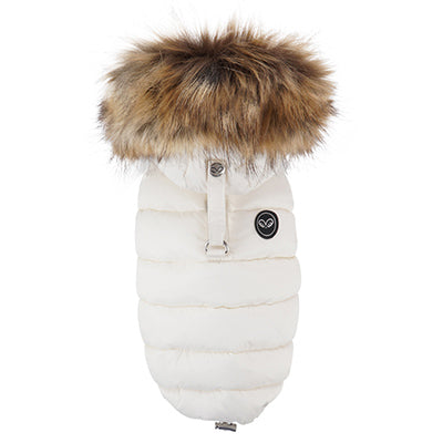 double down vest with faux fur hood - ivory - last one!