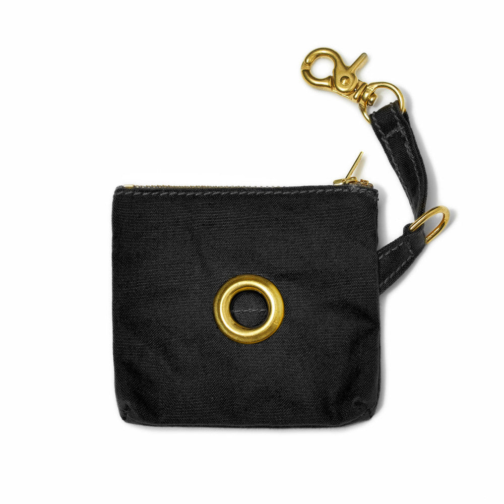 black waxed poop bag pouch