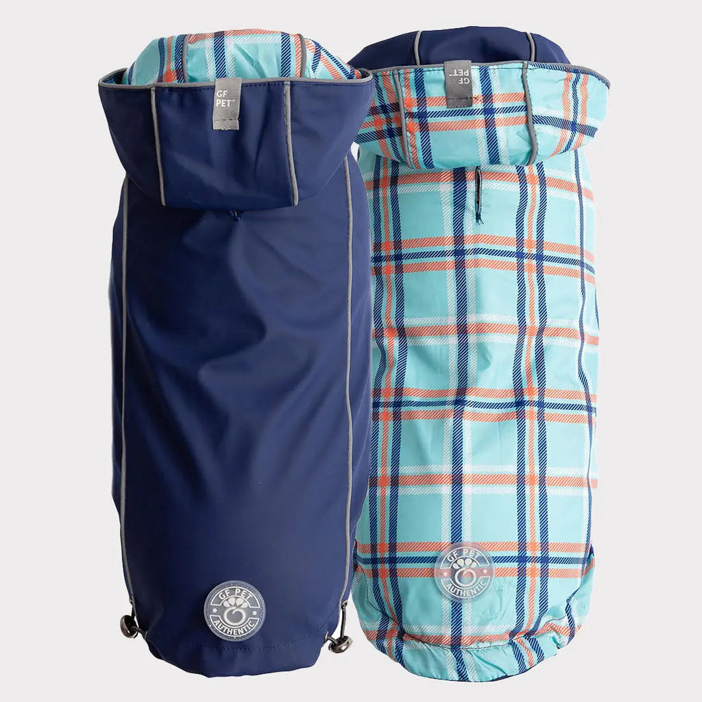 reversible raincoat - navy/plaid