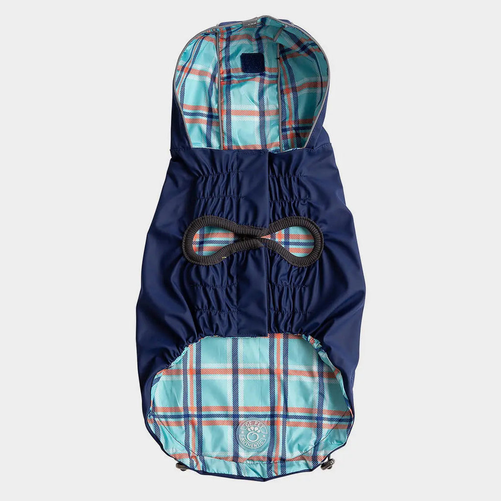 reversible raincoat - navy/plaid