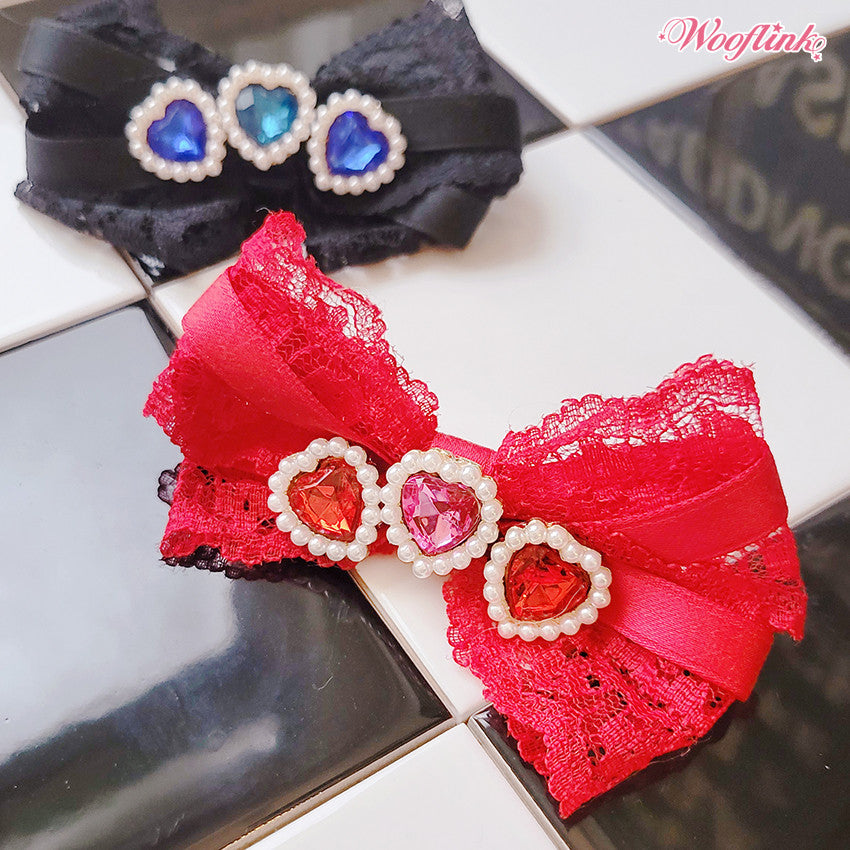 princess winter hair bow - red
