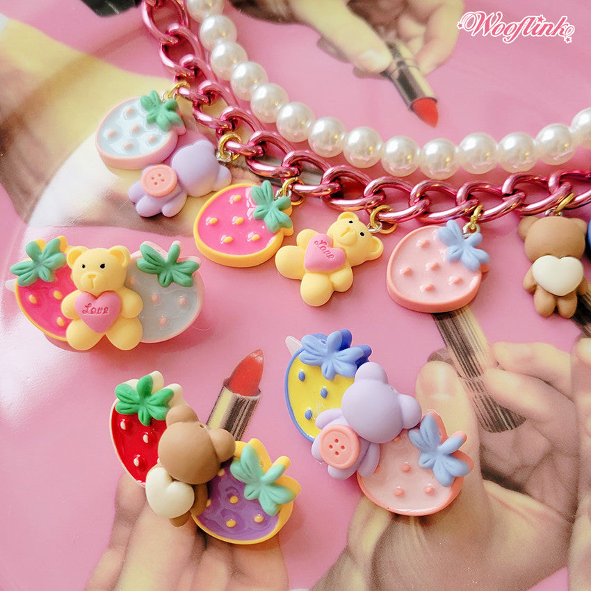 strawberry bear hair-clip - 3 colours