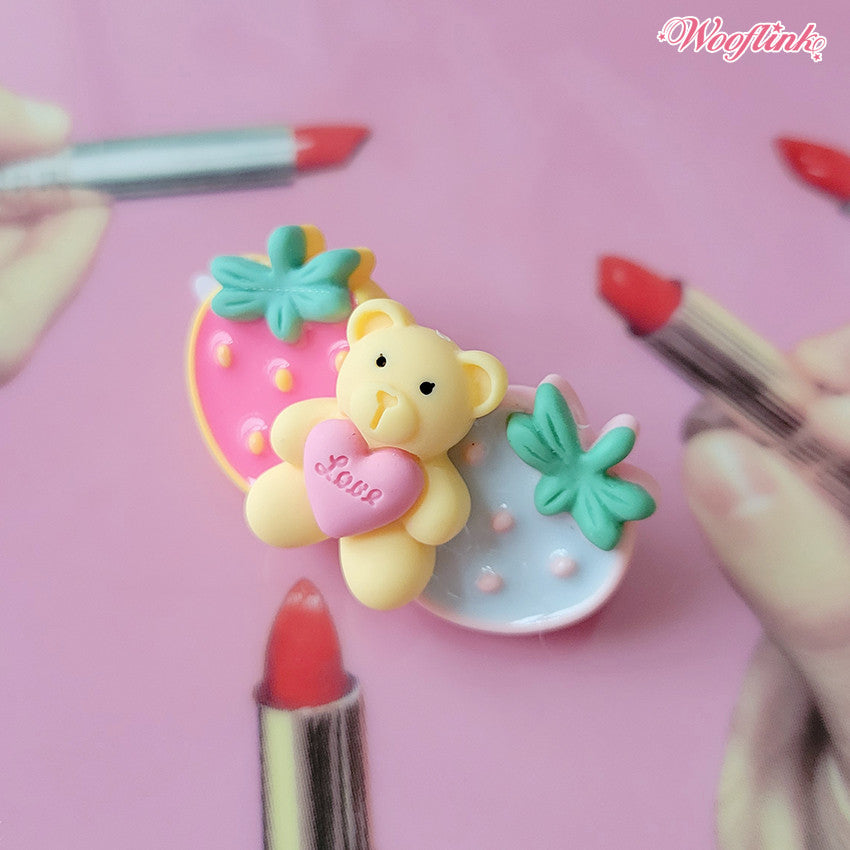 strawberry bear hair-clip - 3 colours