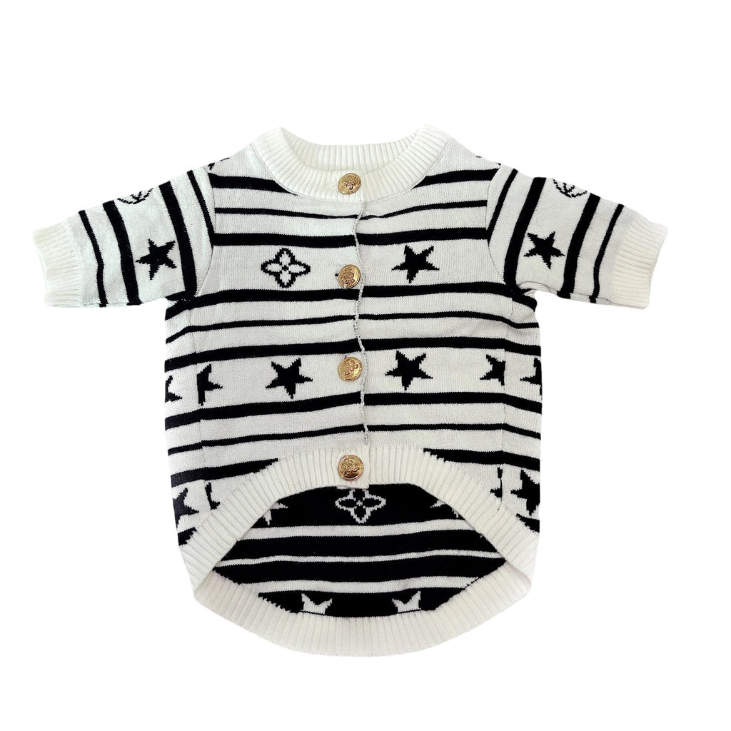 star stripe cardigan with gold buttons