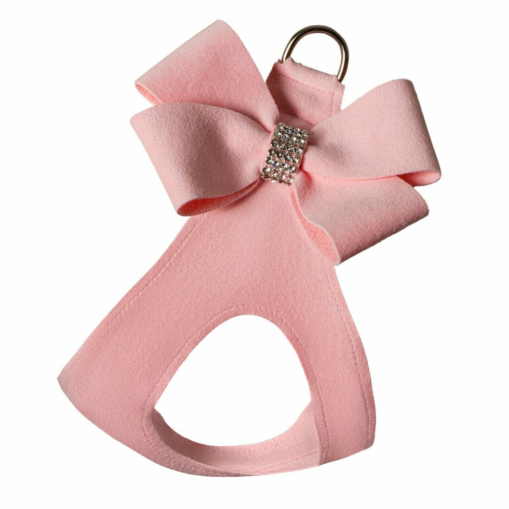 ultra-suede step in harness with bow - puppy pink