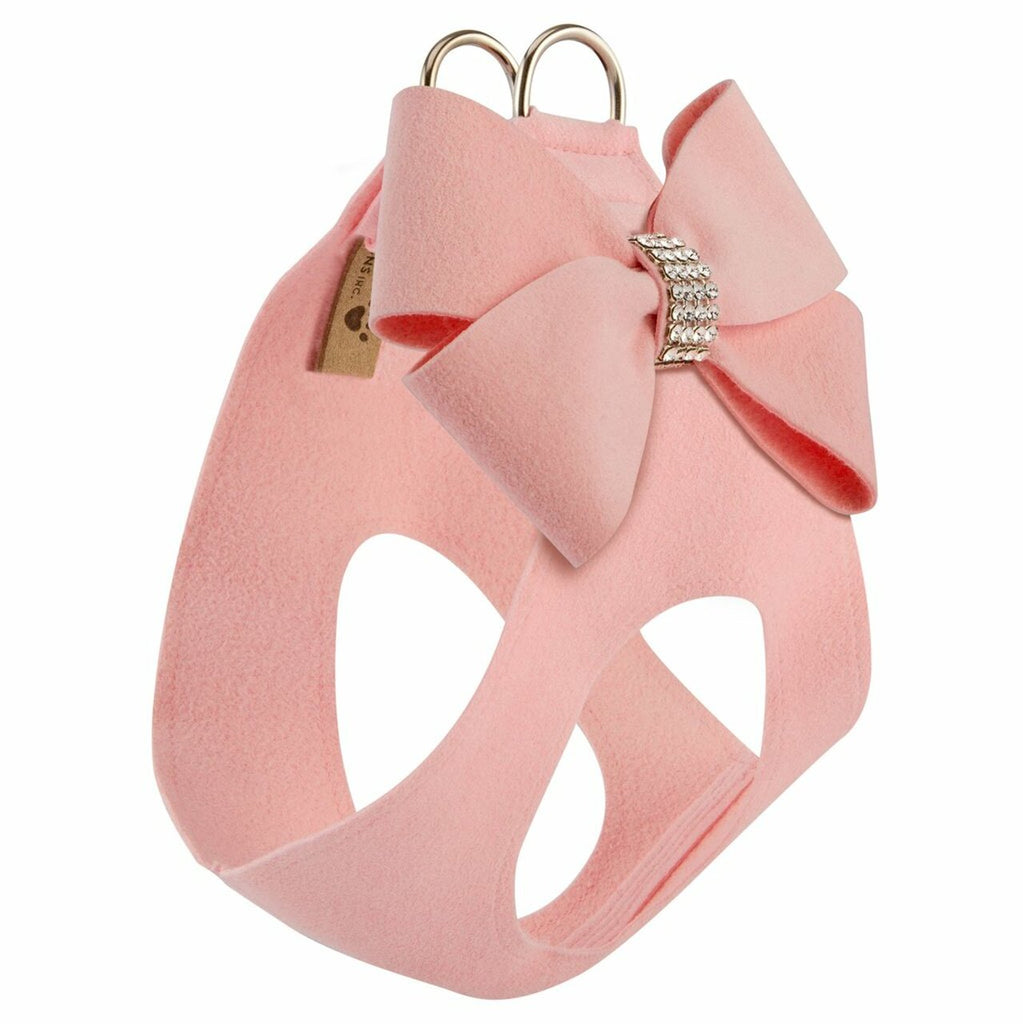 ultra-suede step in harness with bow - puppy pink