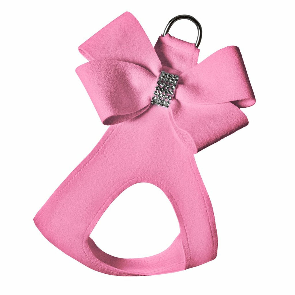 ultra-suede step in harness with bow - perfect pink