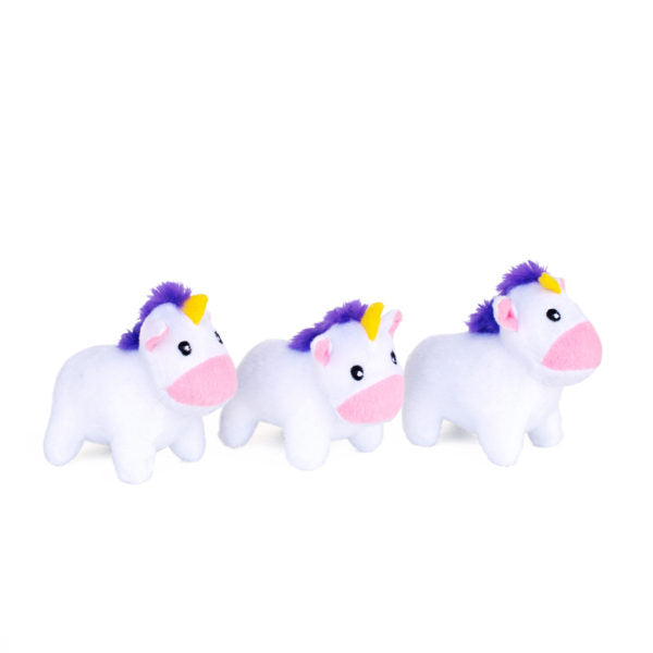 unicorns in rainbow burrow squeaker toy
