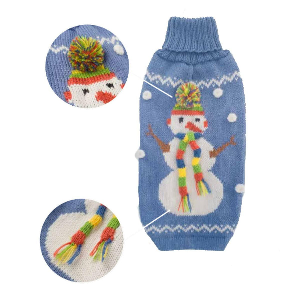 snowman alpaca sweater - blue - 1 large left!