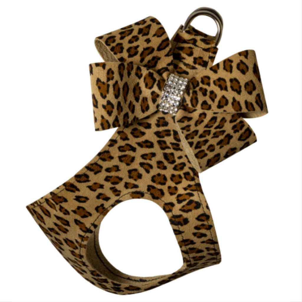 ultra-suede step in bow harness  - cheetah