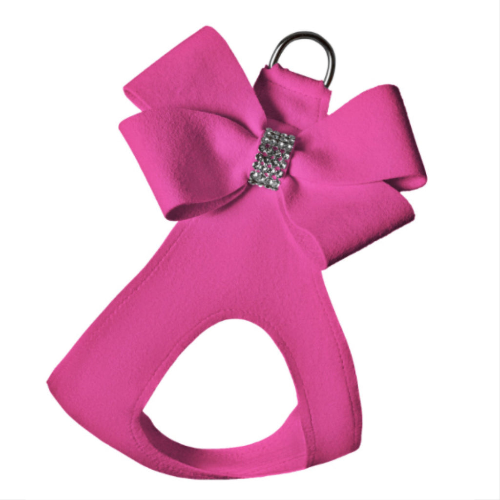 ultra-suede step in bow harness  - sapphire pink