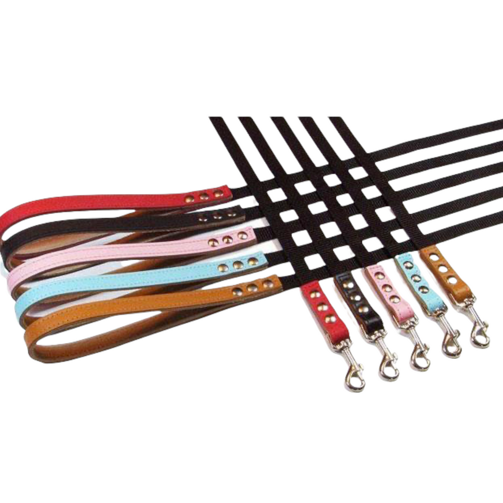 buddy belt nylon leather leash - 5 colour options barking babies