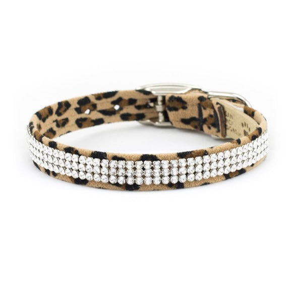 3 row glam suede collar - cheetah - 1 small left!