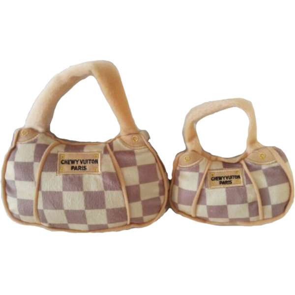 chewy vuitton purse - checkered barking babies