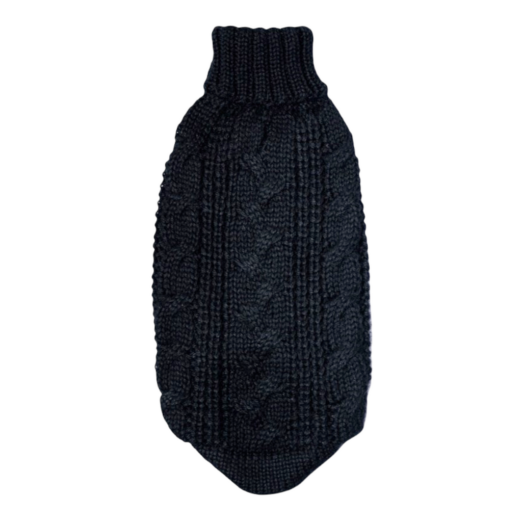 chunky cable knit alpaca sweater - black