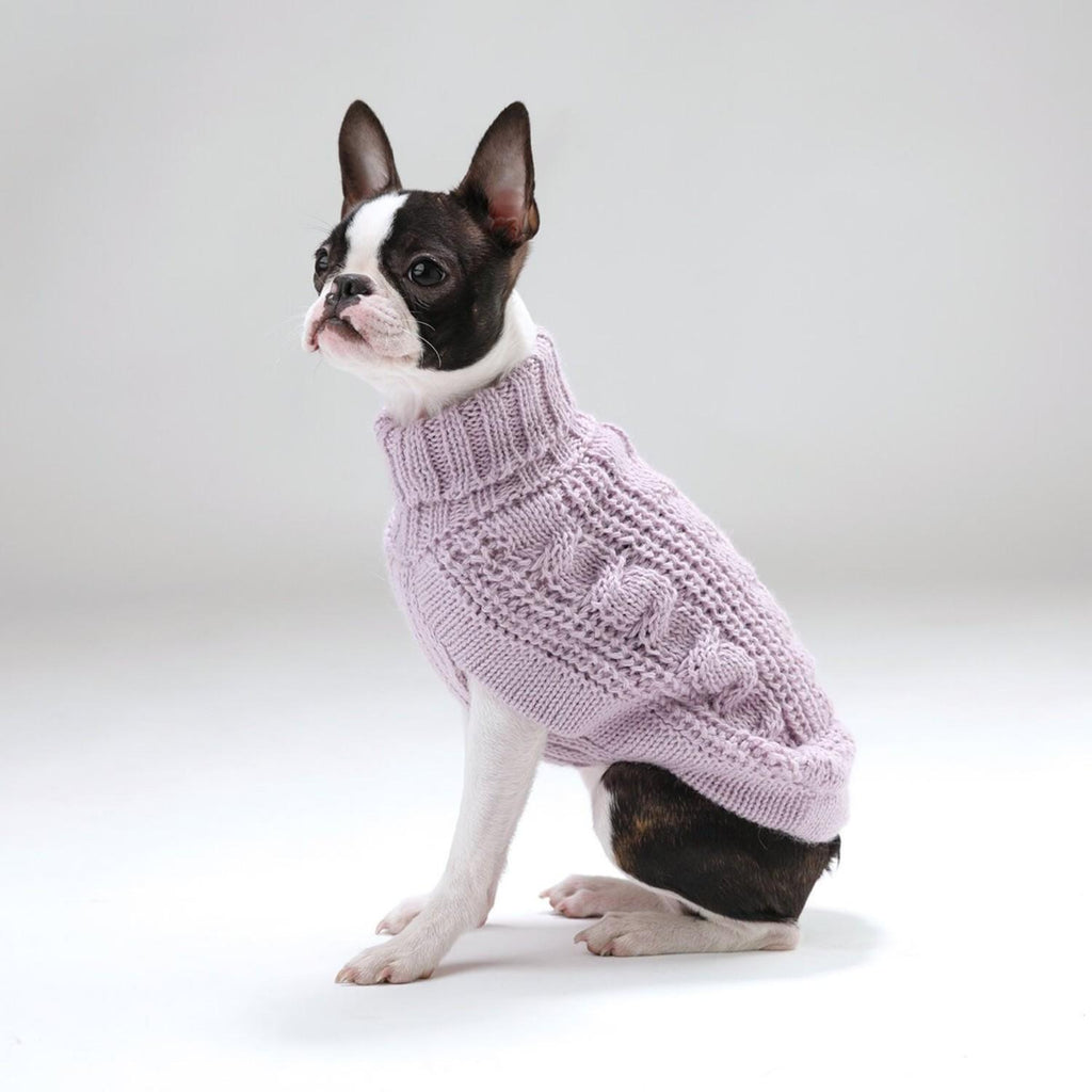 chunky cable knit alpaca sweater - lavender