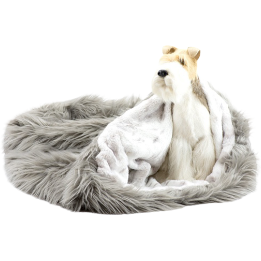 cuddle cup bed - taupe fur with platinum snow