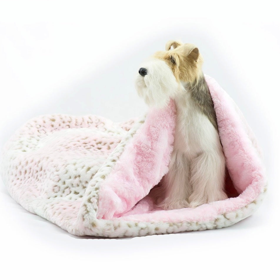 cuddle cup bed - pink lynx with puppy pink curly sue