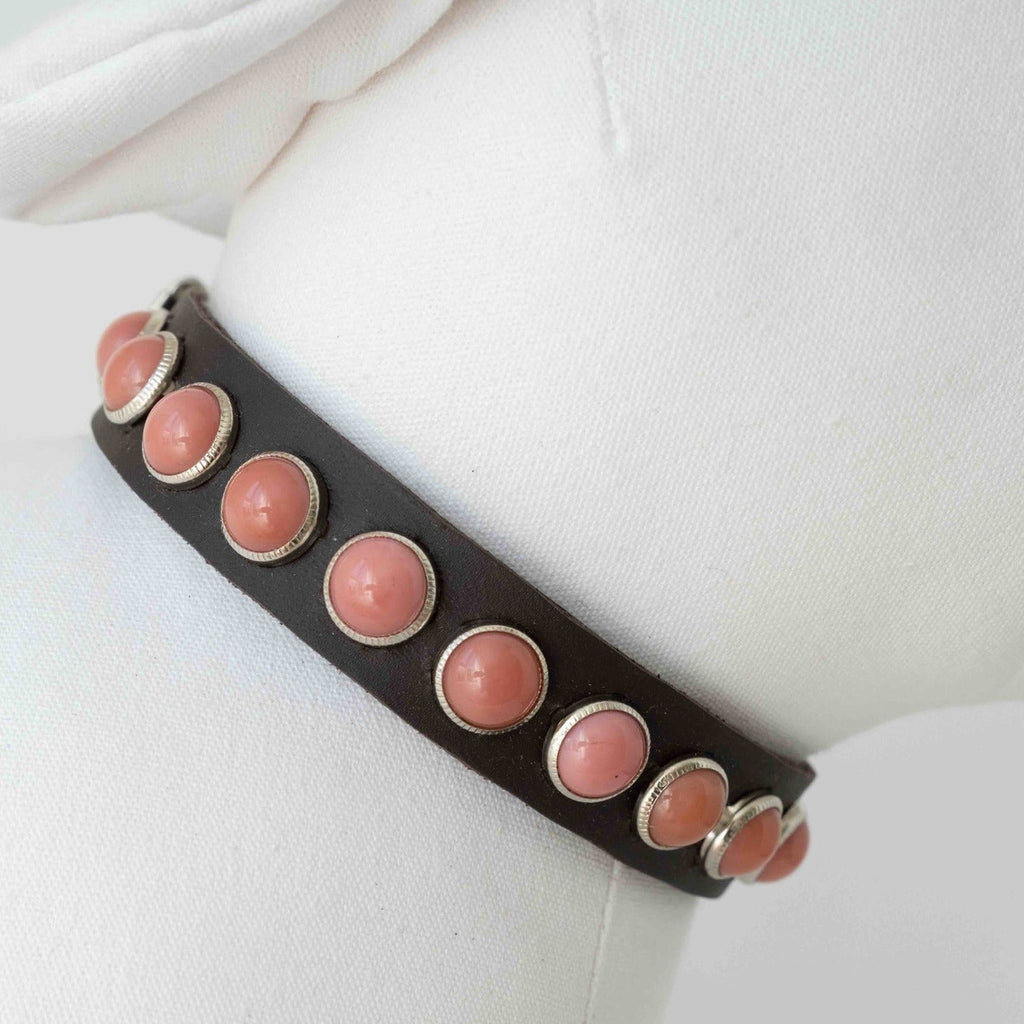 single row pink on chocolate