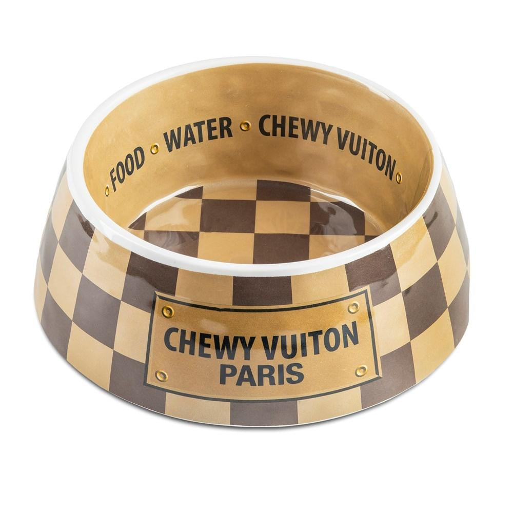 checkered chewy vuitton luxury bowl - 2 sizes