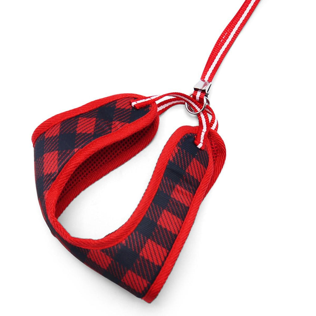 easy go harness and leash set - red plaid